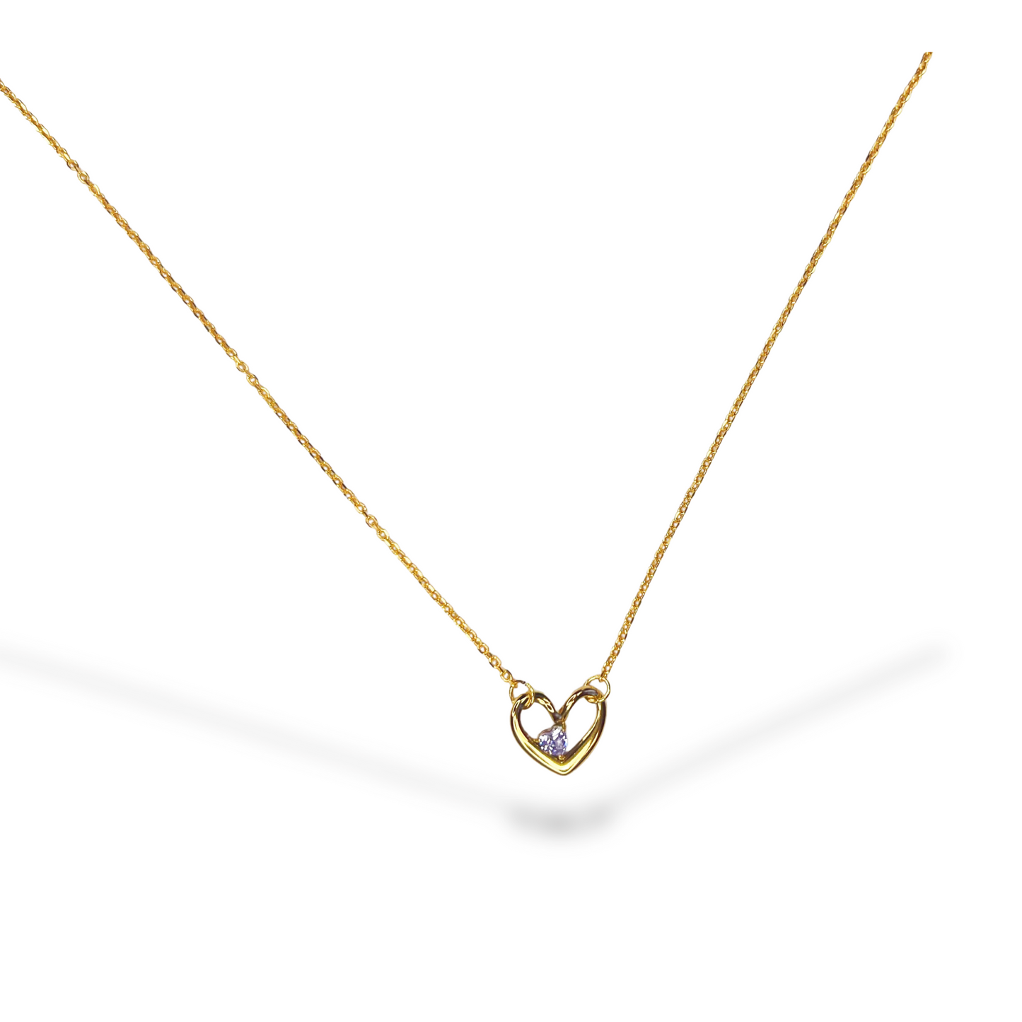 HEART BIRTHSTONE NECKLACE SILVER/GOLD
