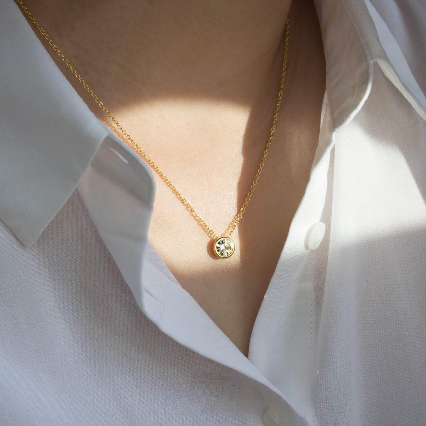 Round Cut Zirconia Charm - Gold Plated (Copy)