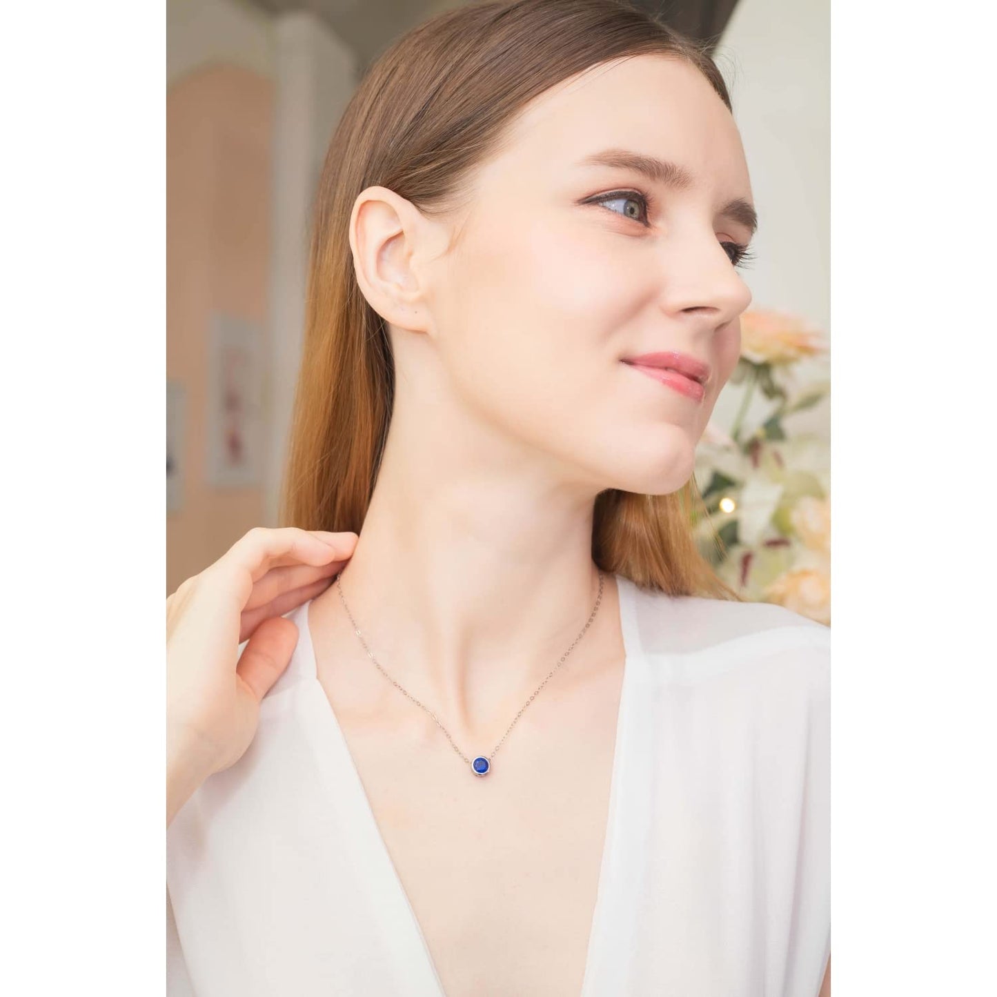 CROSS CHAIN WITH ROUND BIRTHSTONE