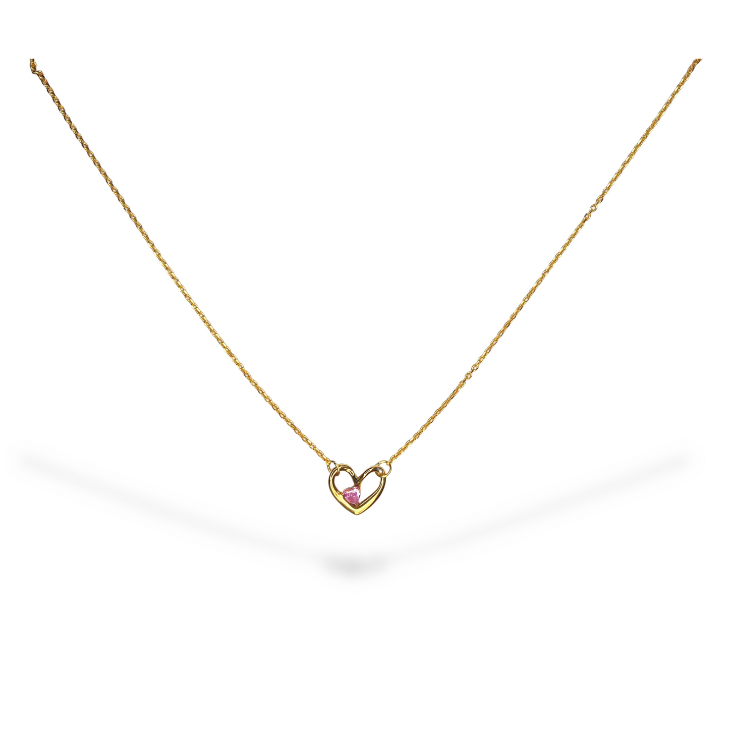 HEART BIRTHSTONE NECKLACE SILVER/GOLD