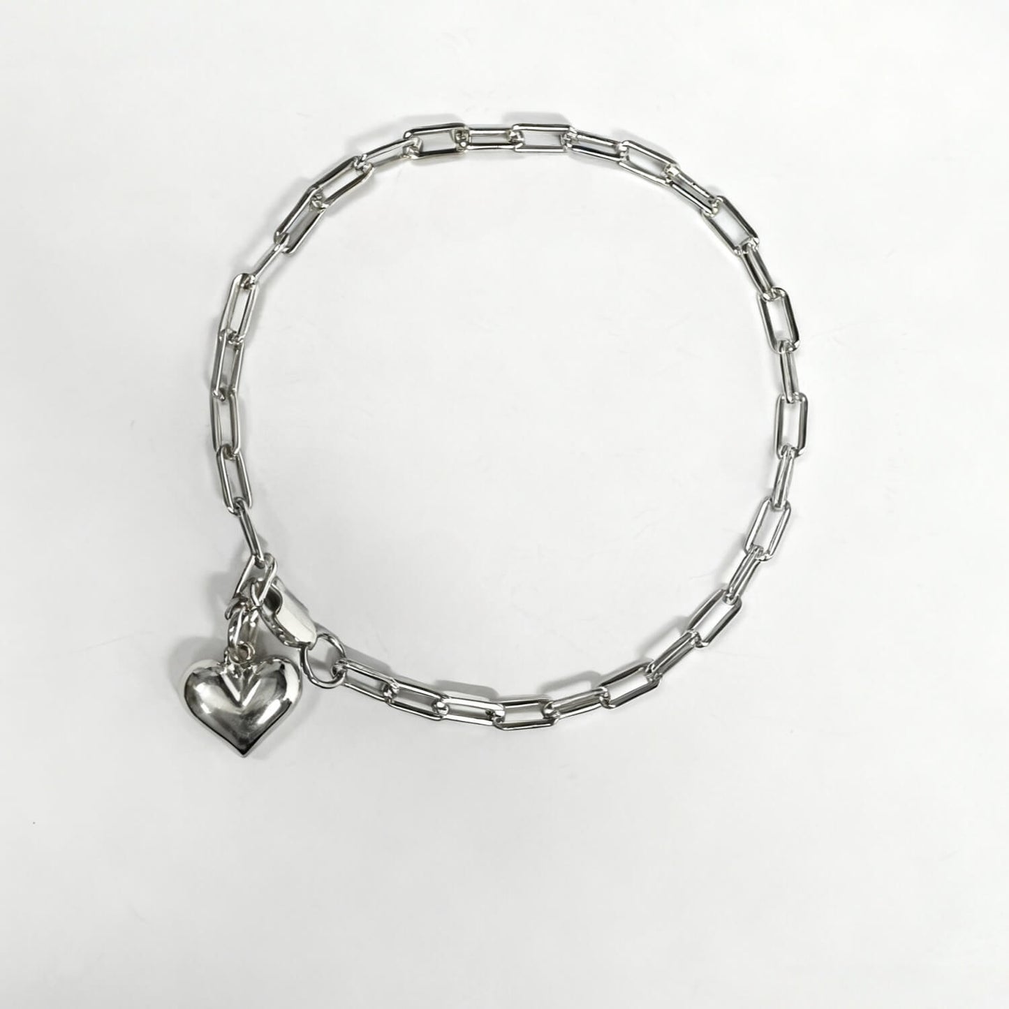 Paperclip Bracelet With Heart Pendant