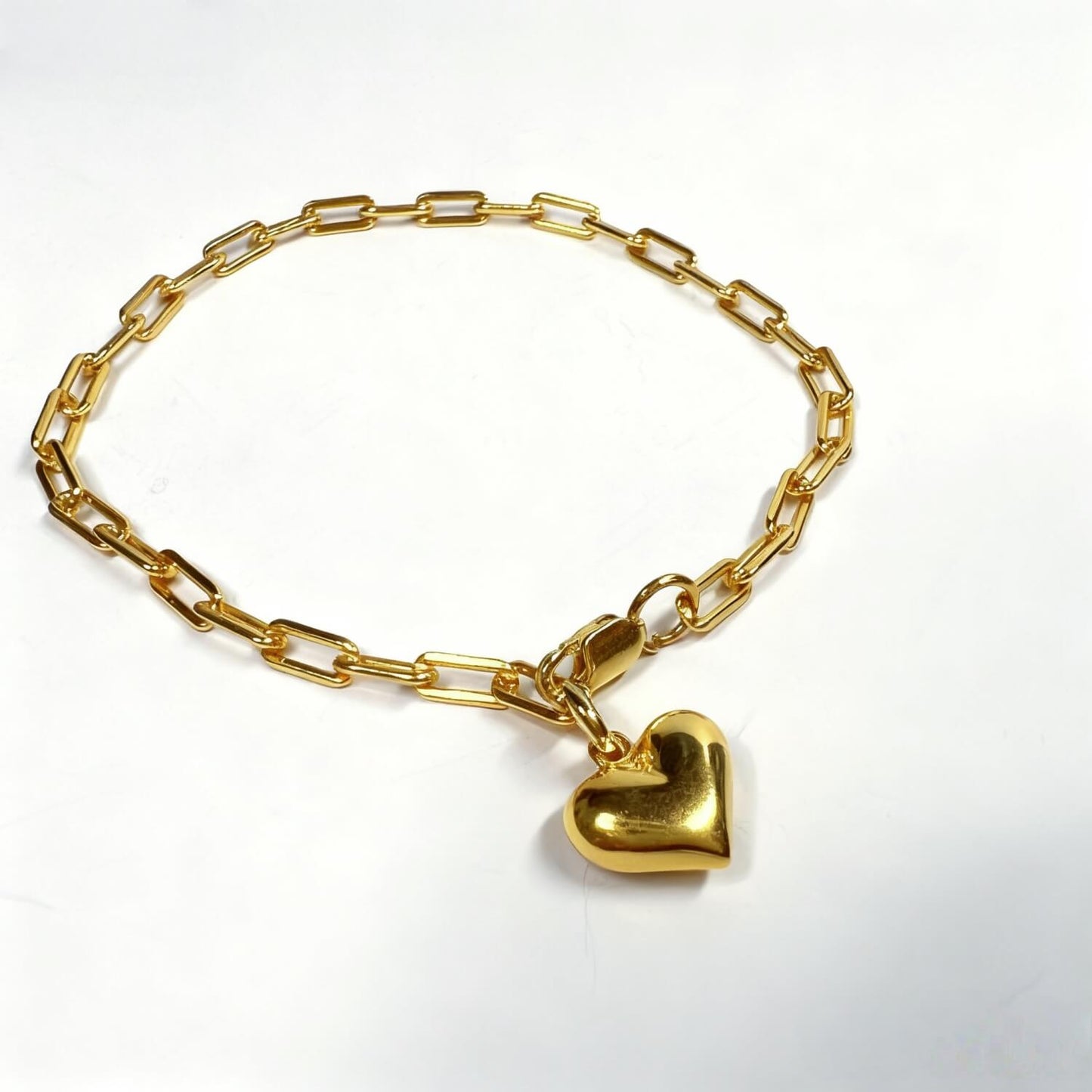 Paperclip Bracelet With Heart Pendant