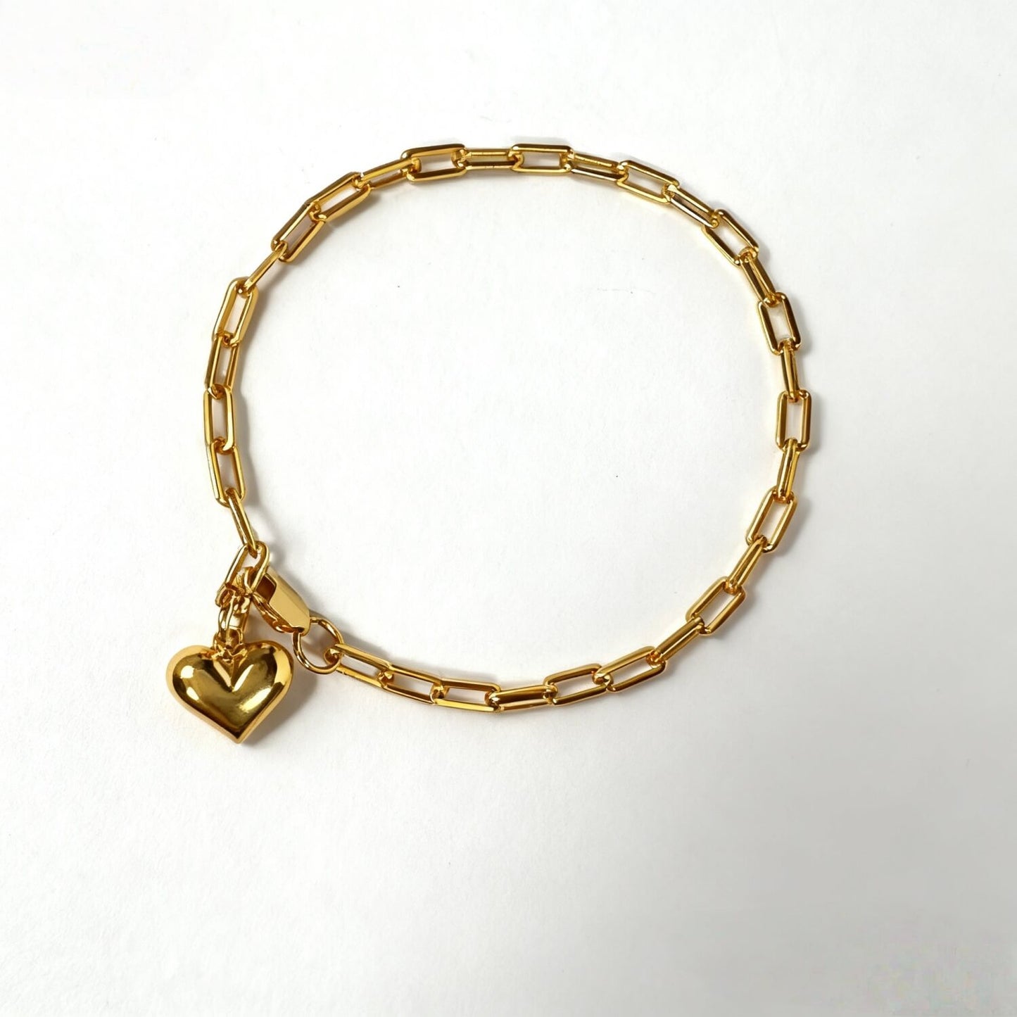 Paperclip Bracelet With Heart Pendant