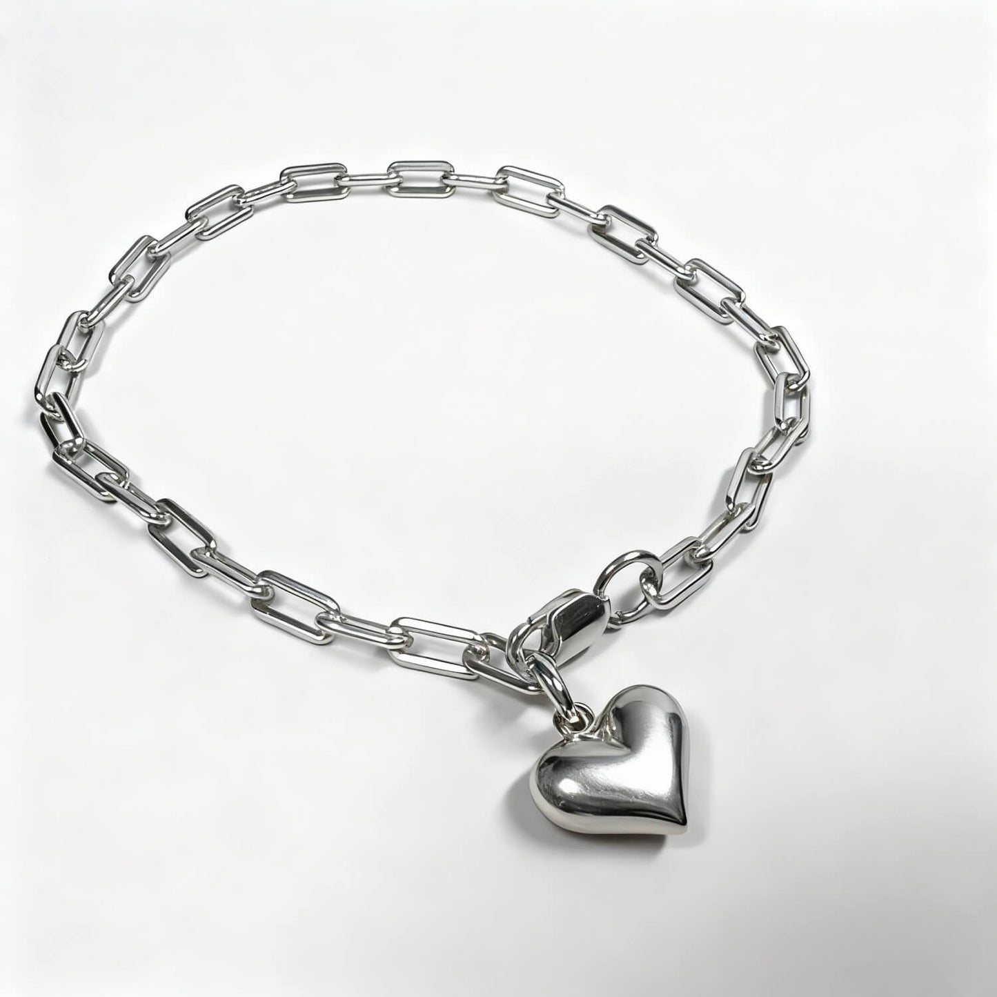 Paperclip Bracelet With Heart Pendant