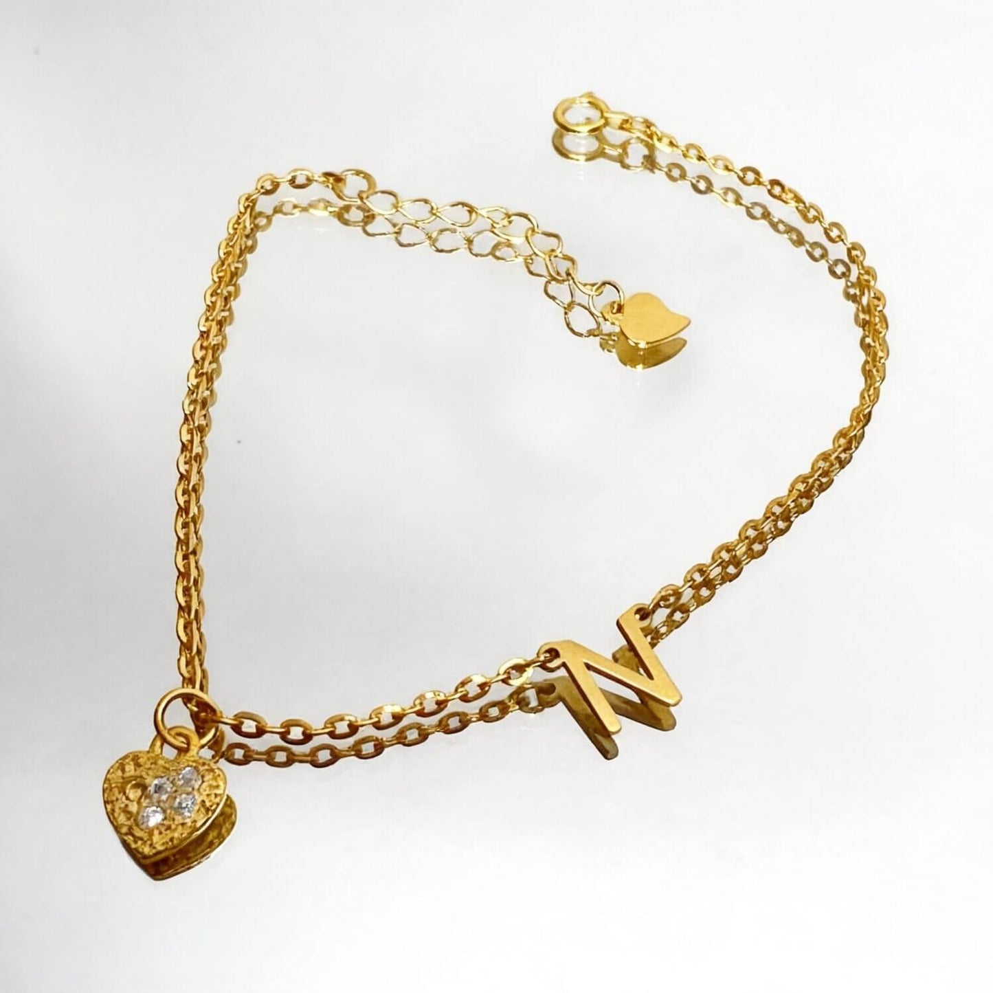 Initial Bracelet With Heart Pendant