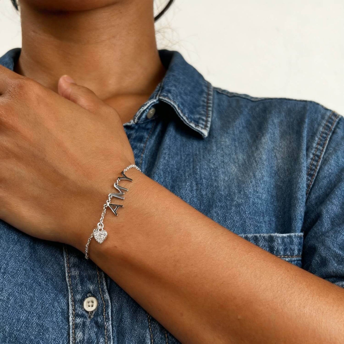 Initial Bracelet With Heart Pendant