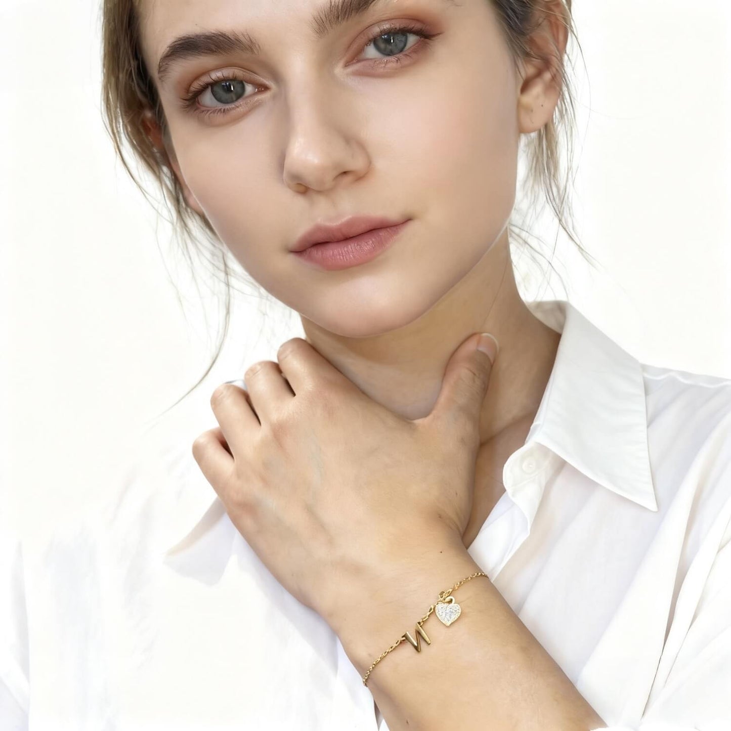Initial Bracelet With Heart Pendant