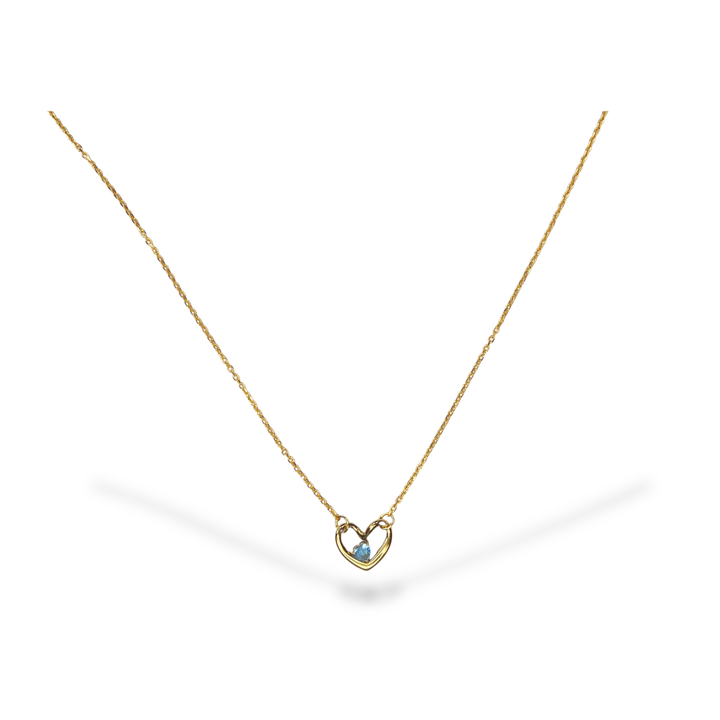 HEART BIRTHSTONE NECKLACE SILVER/GOLD