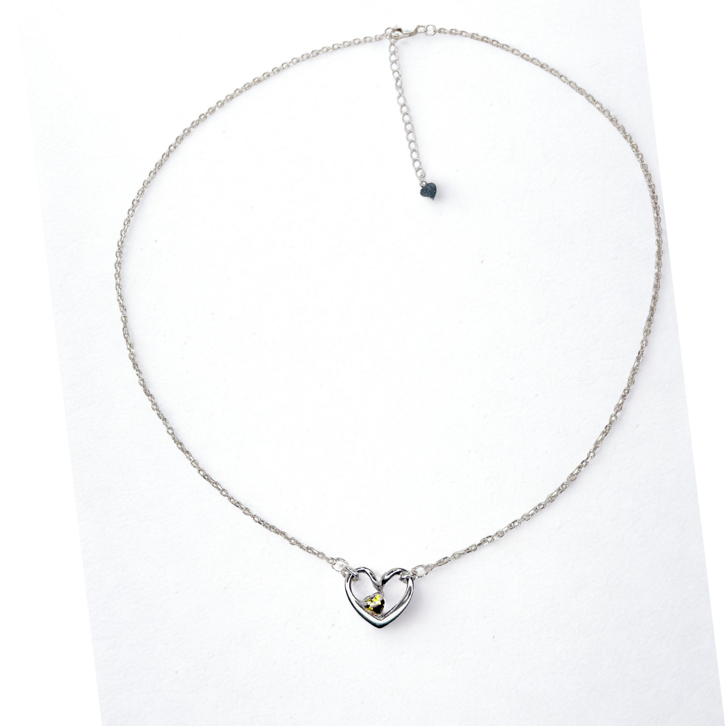 HEART BIRTHSTONE NECKLACE SILVER/GOLD
