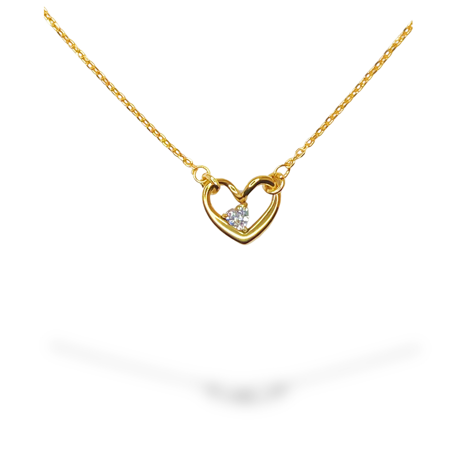 HEART BIRTHSTONE NECKLACE SILVER/GOLD