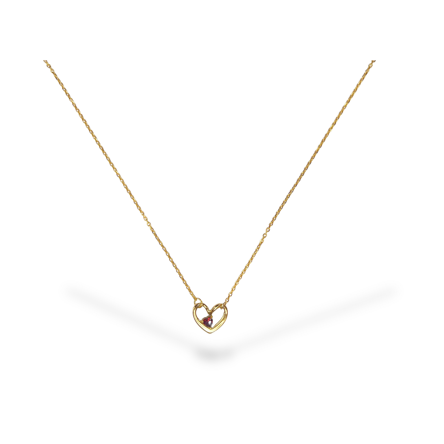 HEART BIRTHSTONE NECKLACE SILVER/GOLD