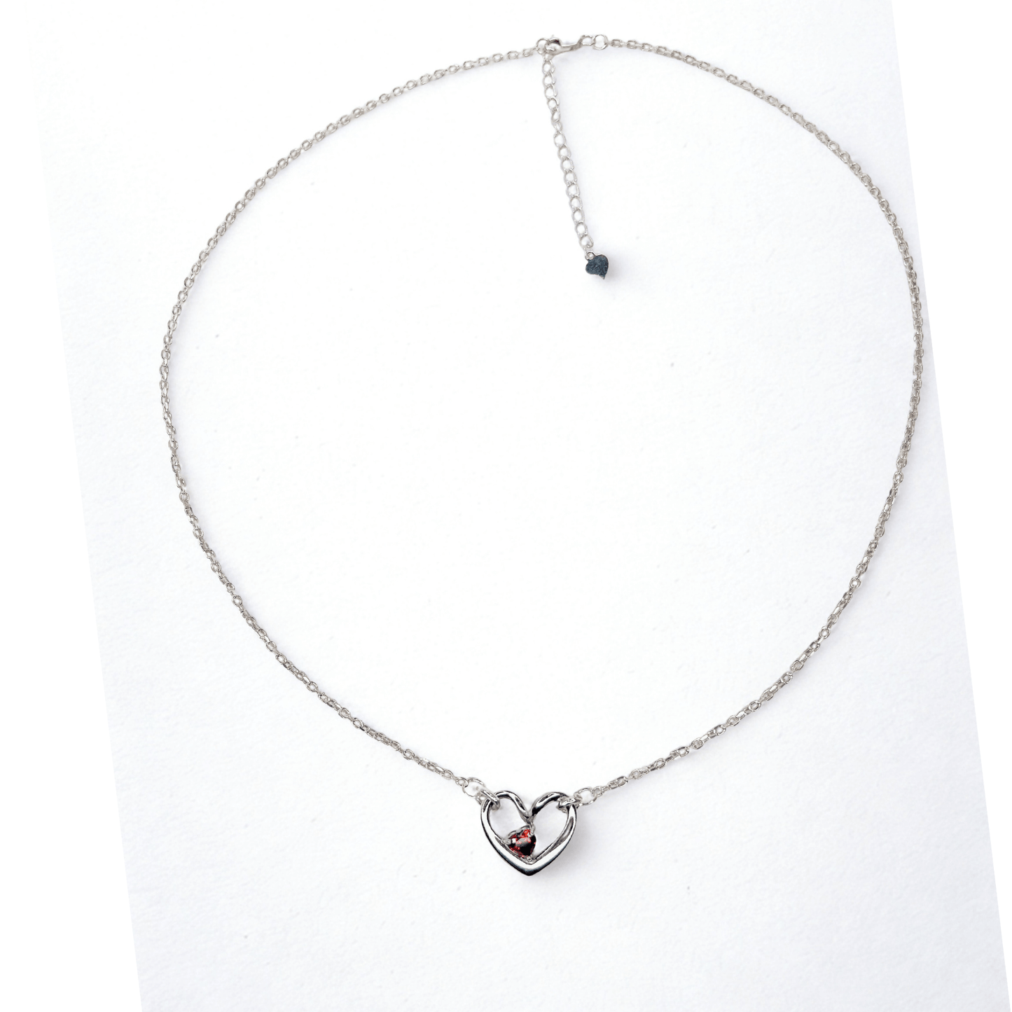 HEART BIRTHSTONE NECKLACE SILVER/GOLD