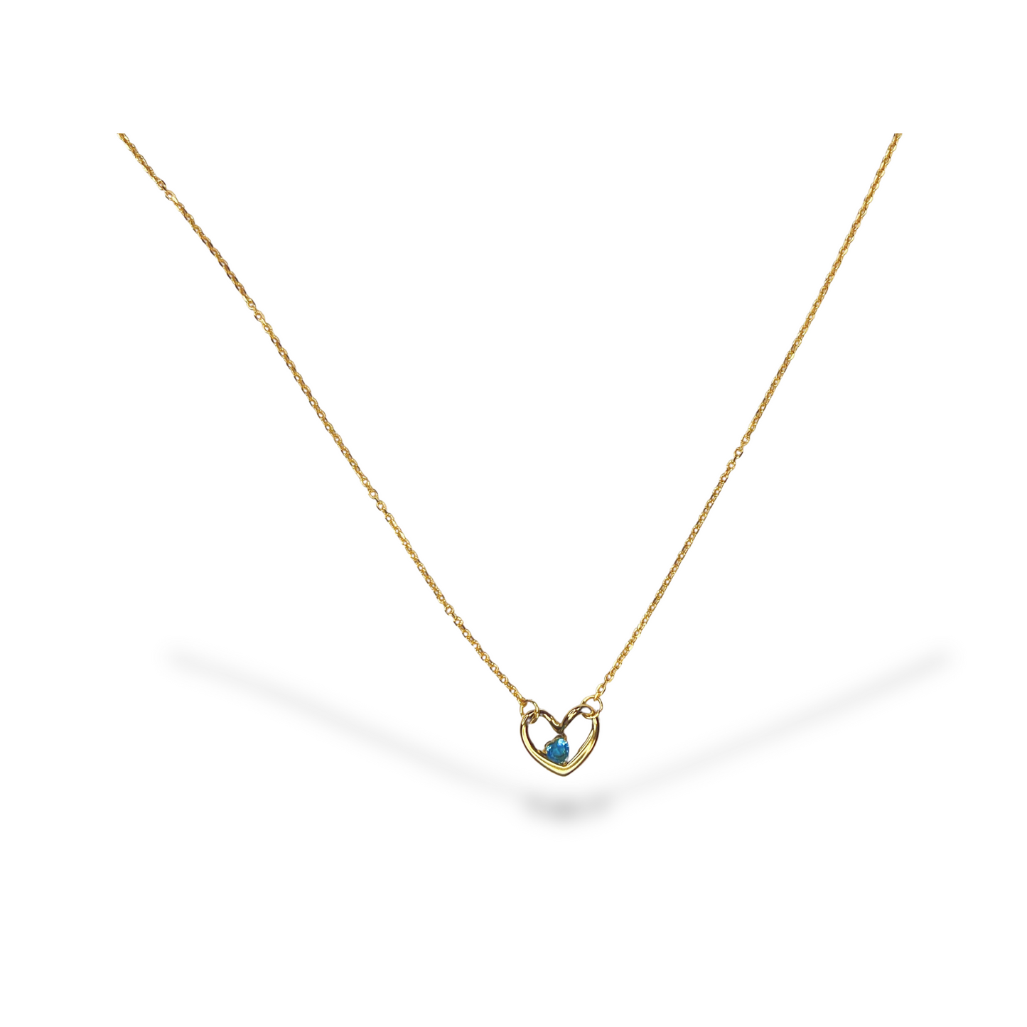 HEART BIRTHSTONE NECKLACE SILVER/GOLD