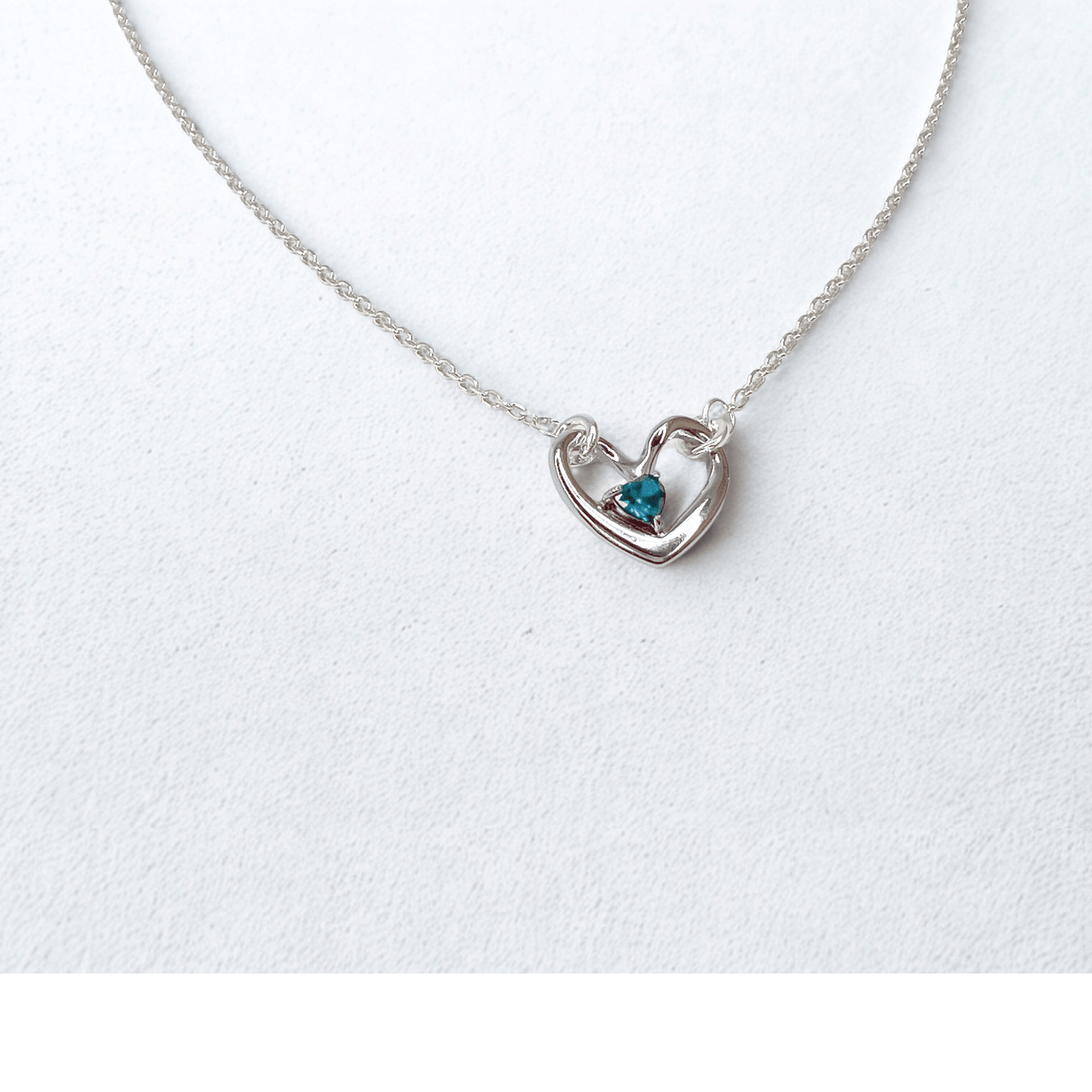 HEART BIRTHSTONE NECKLACE SILVER/GOLD