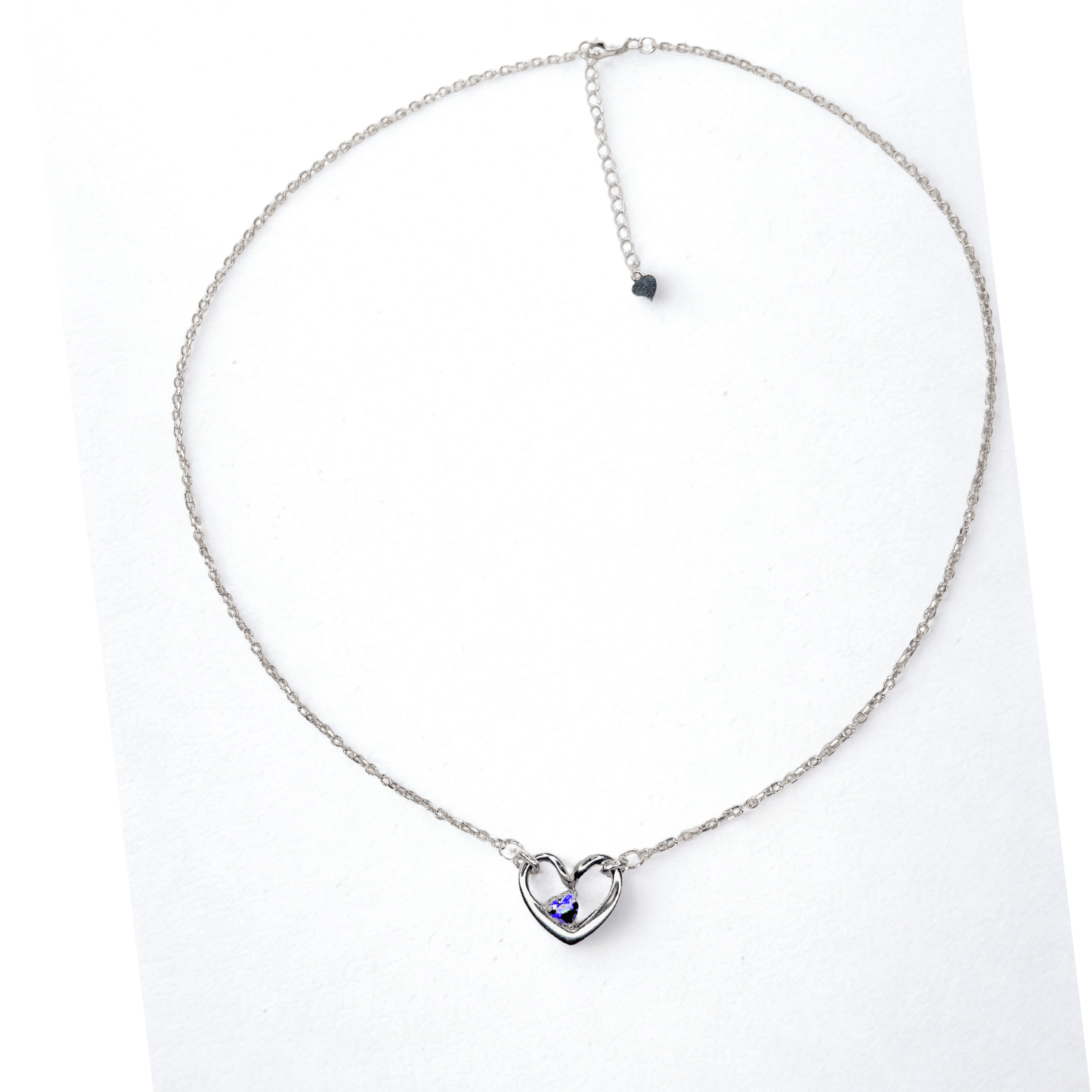 HEART BIRTHSTONE NECKLACE SILVER/GOLD