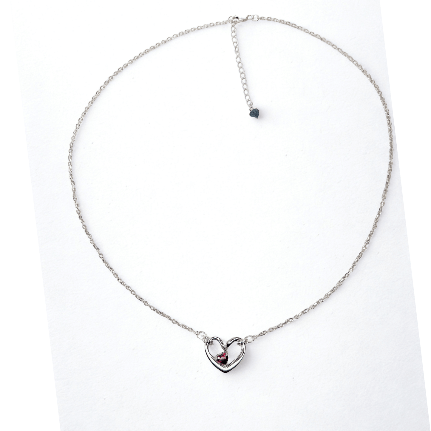 HEART BIRTHSTONE NECKLACE SILVER/GOLD
