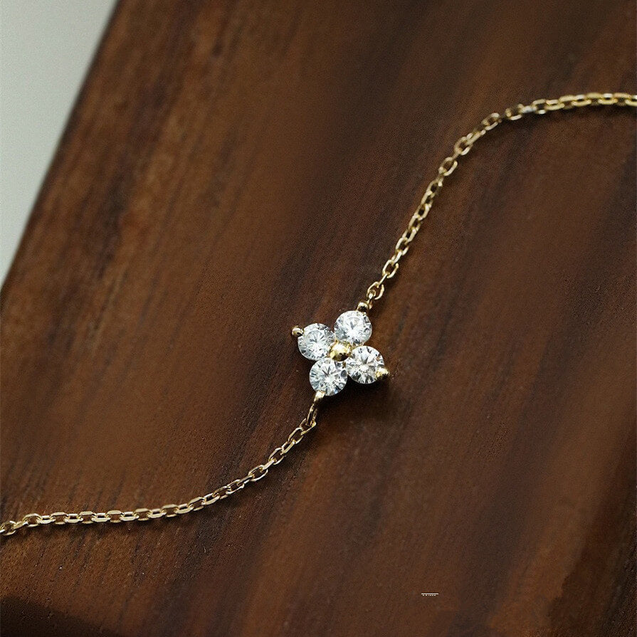 Lucky Sterling Silver Four Leaf Clover Bracelet