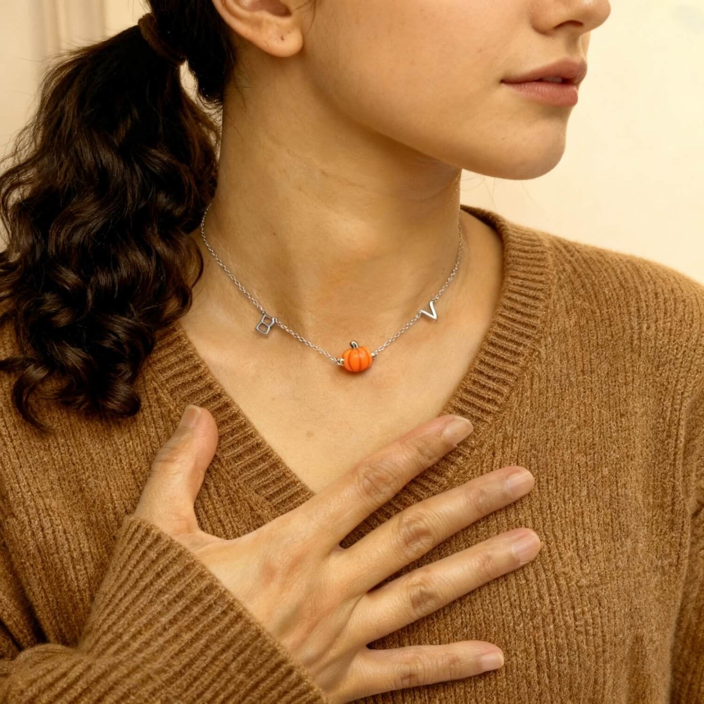 Pumpkin Pendant Necklace For Halloween