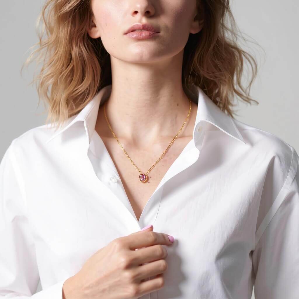 Round Cut Birthstone Necklace