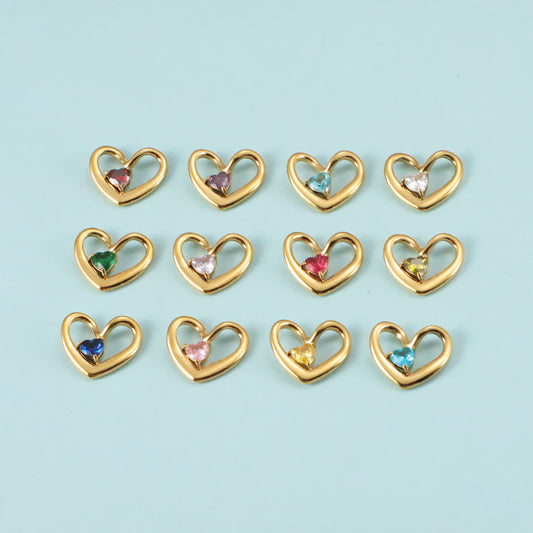 HEART BIRTHSTONE NECKLACE SILVER/GOLD