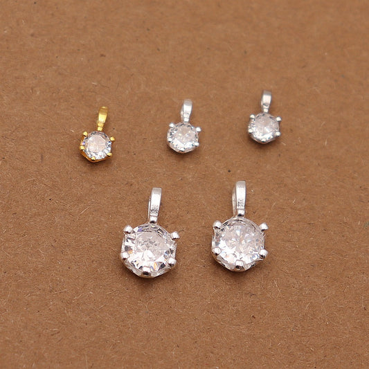 Zircon Silver Drop Necklace (round zircon can be bracelet or necklace)
