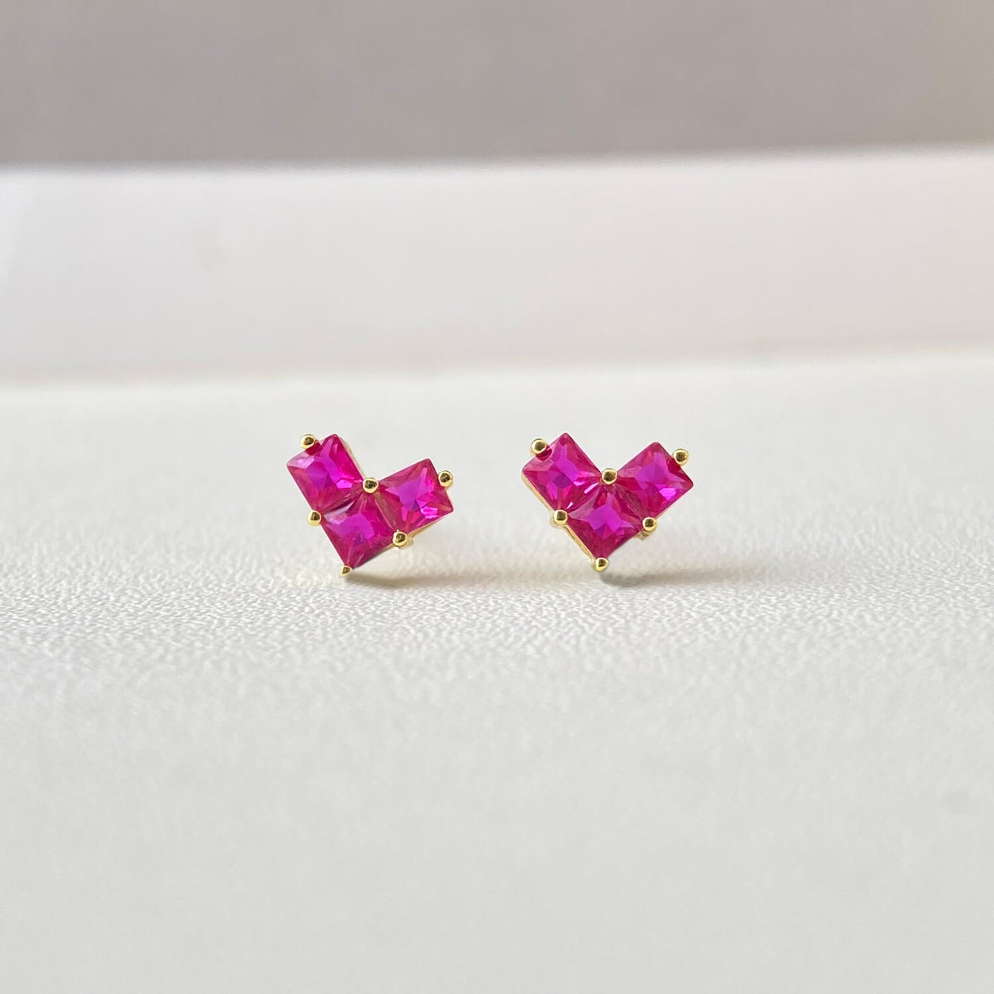 Red Cube Stack Stud Earrings