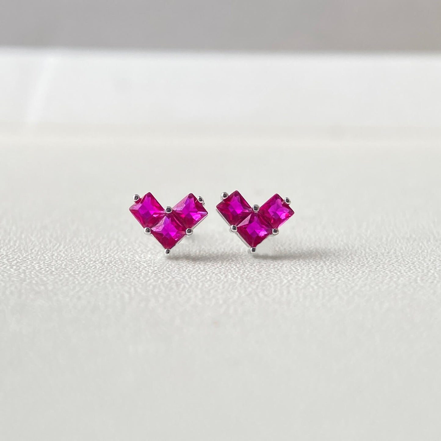Red Cube Stack Stud Earrings