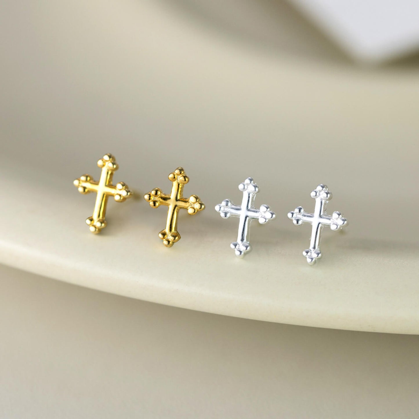 Sterling Silver Faith Cross Stud Earrings(2pcs)
