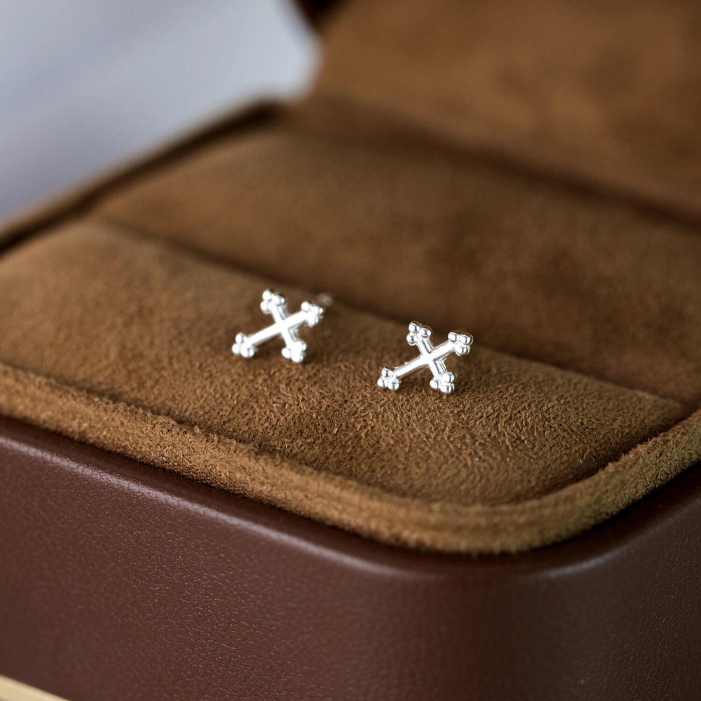 Sterling Silver Faith Cross Stud Earrings(2pcs)