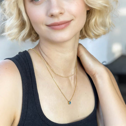 Round Cut Birthstone Necklace