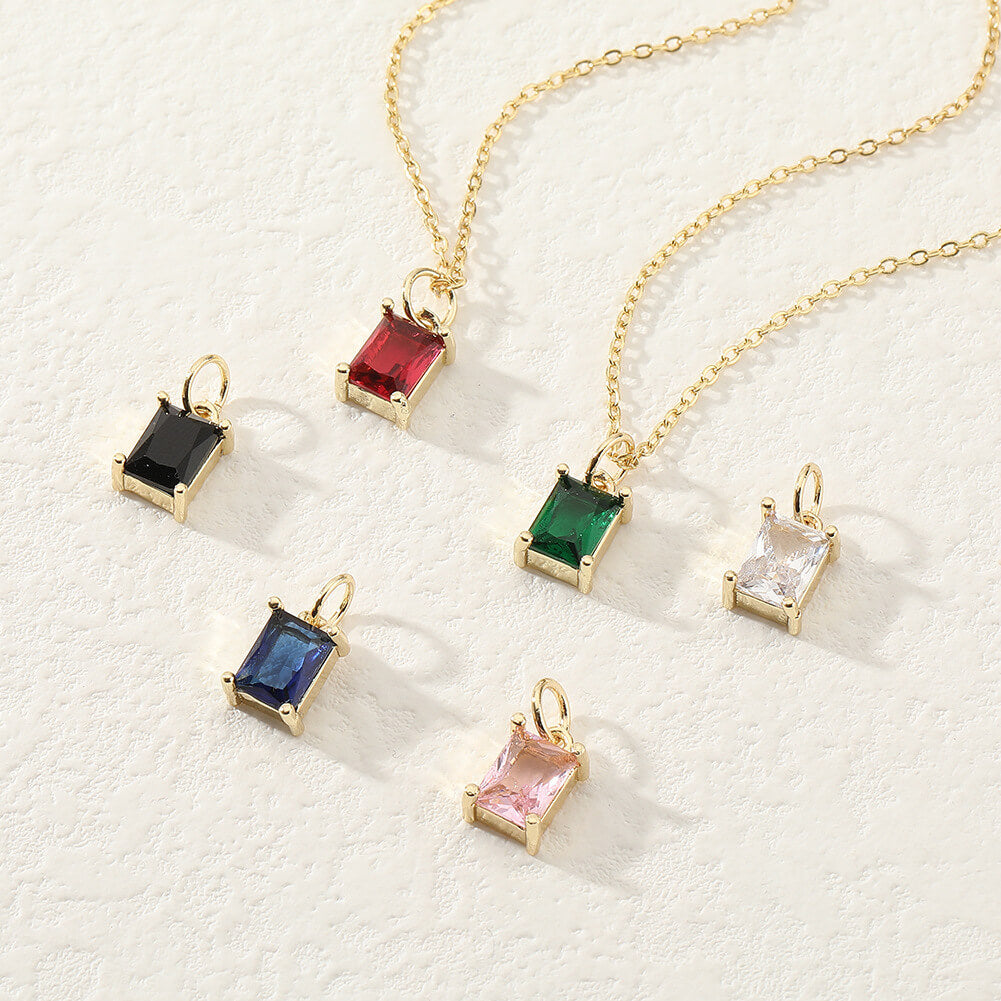 Birthstone Palette Silver Necklace