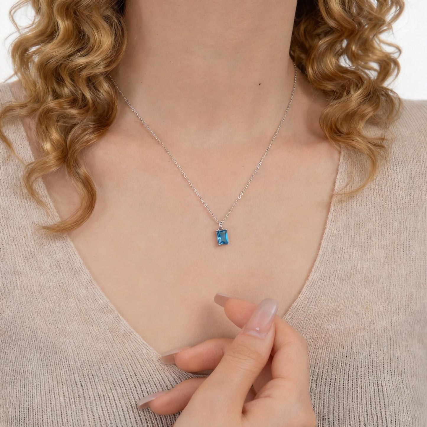 Birthstone Palette Silver Necklace