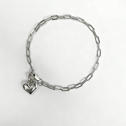 Paperclip Bracelet With Heart Pendant