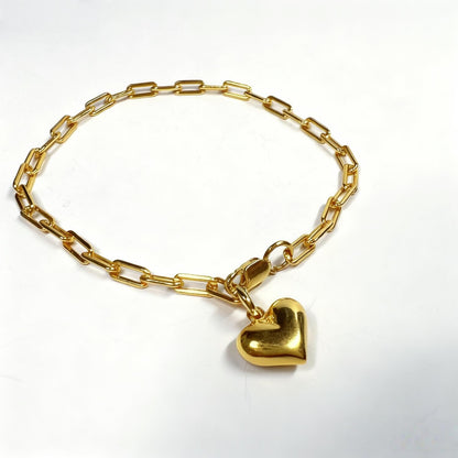 Paperclip Bracelet With Heart Pendant