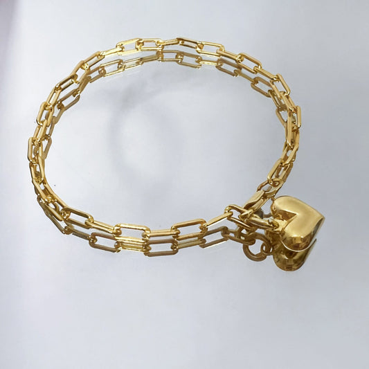 Paperclip Bracelet With Heart Pendant