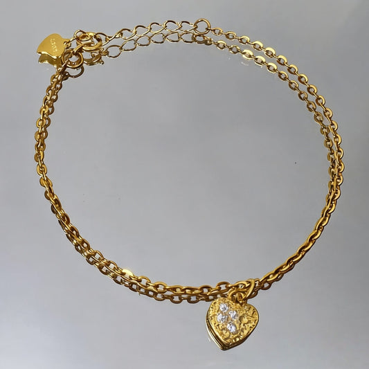 Initial Bracelet With Heart Pendant