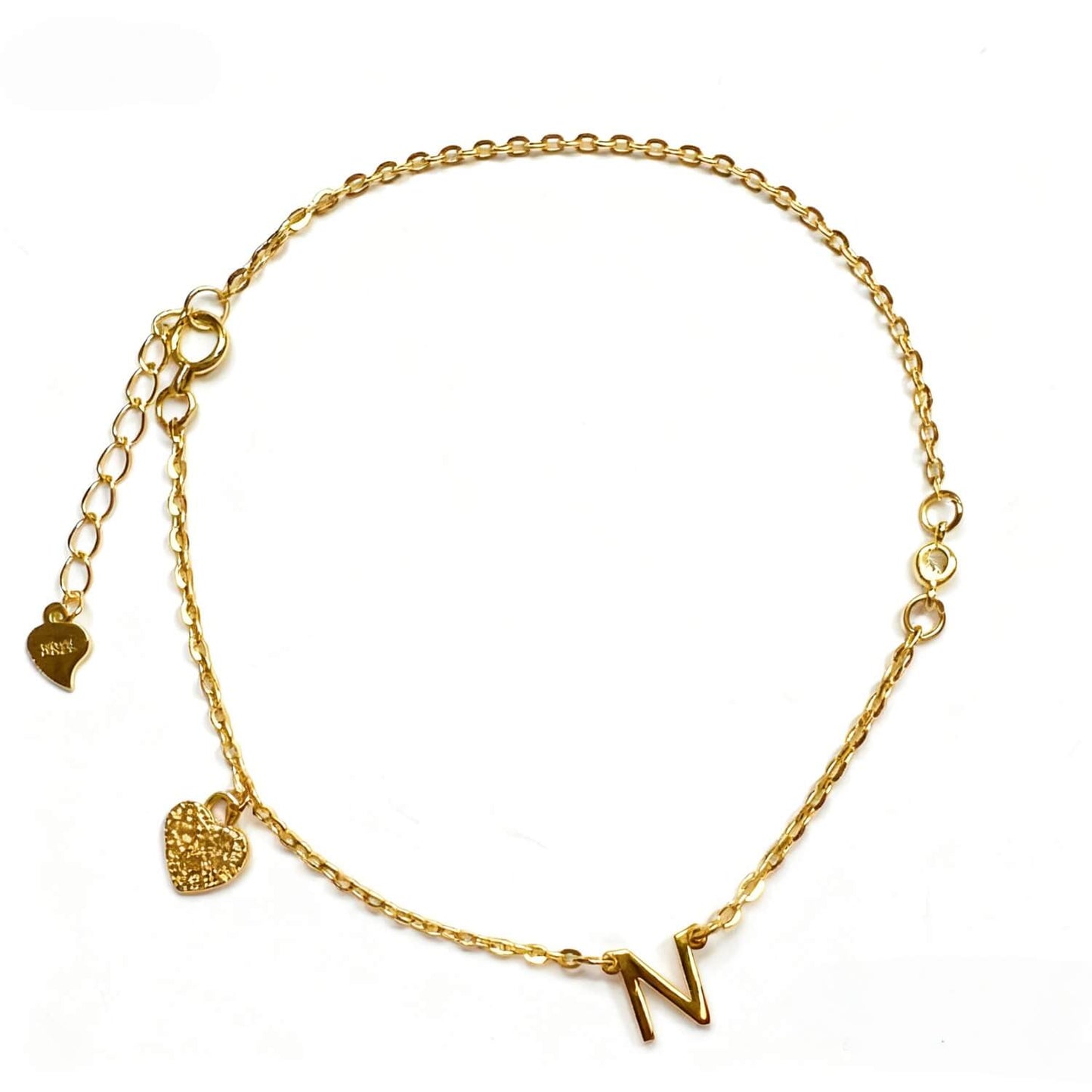 Letter Bracelet With Heart Pendant