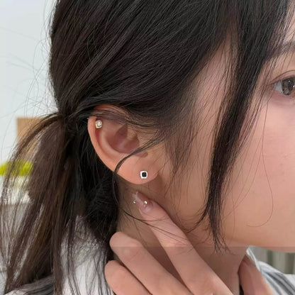 Vintage Chic Square Onyx Stud Earrings