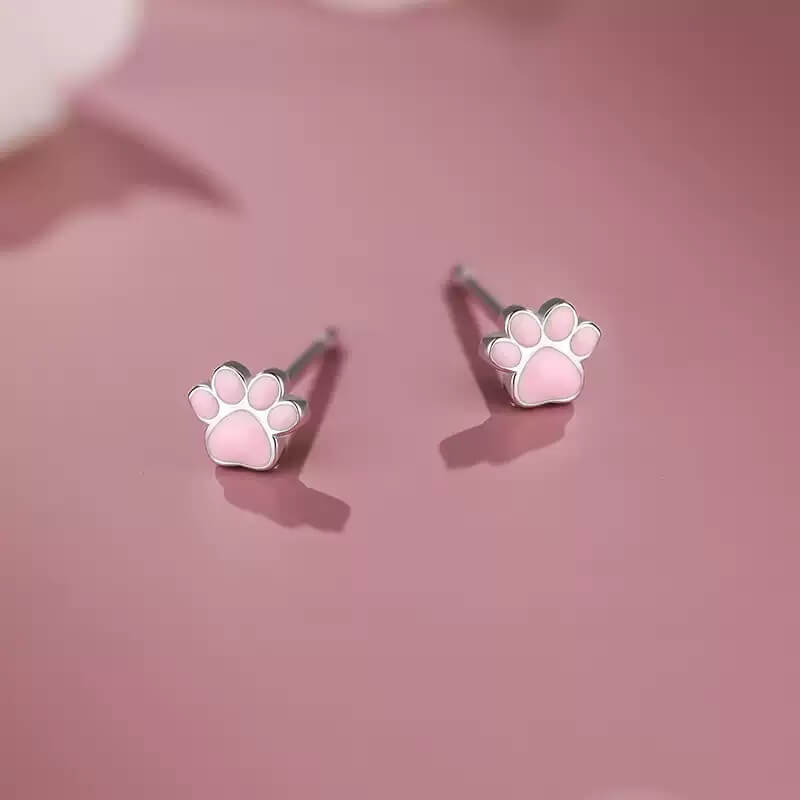 Dainty Cat Paw Stud Earrings