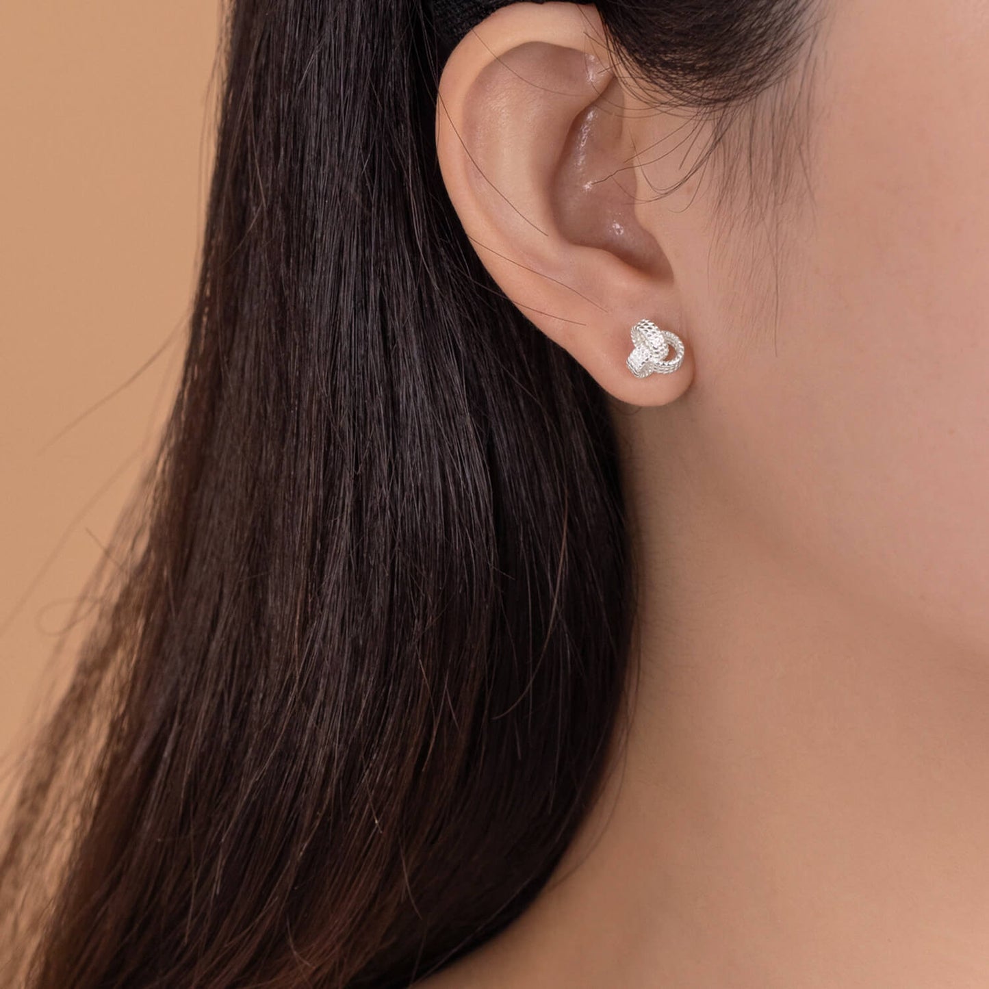 Sterling silver knitted earrings