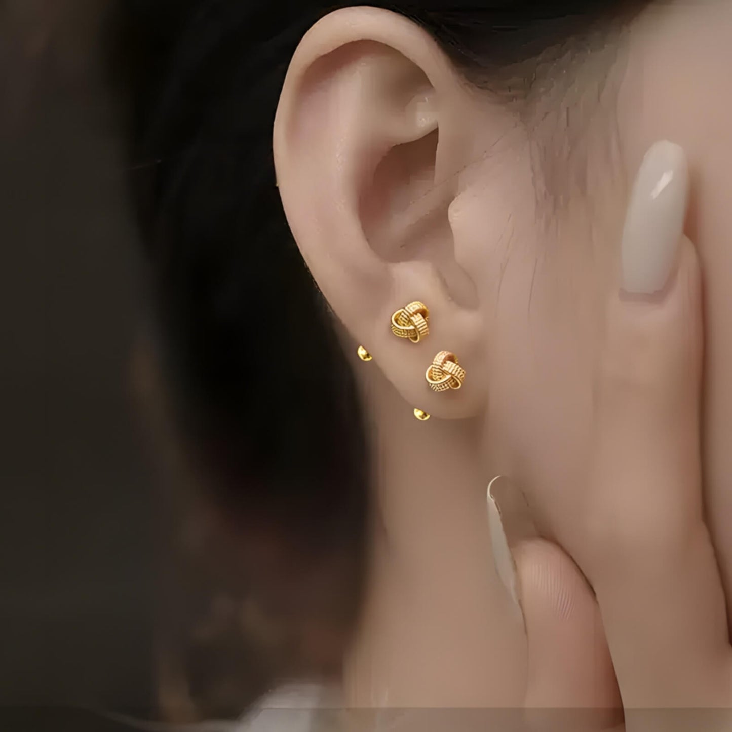 Sterling silver knitted earrings