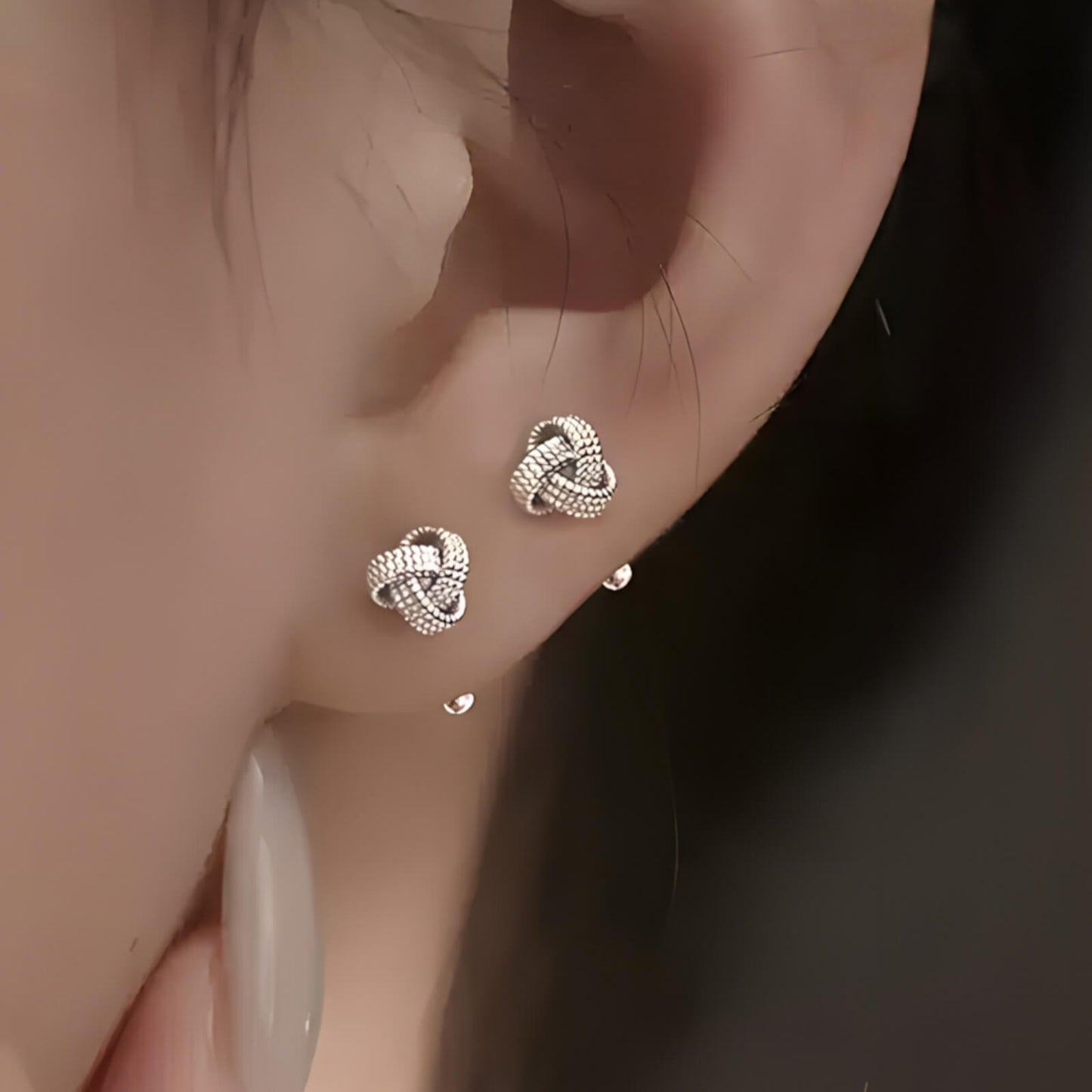 Sterling silver knitted earrings