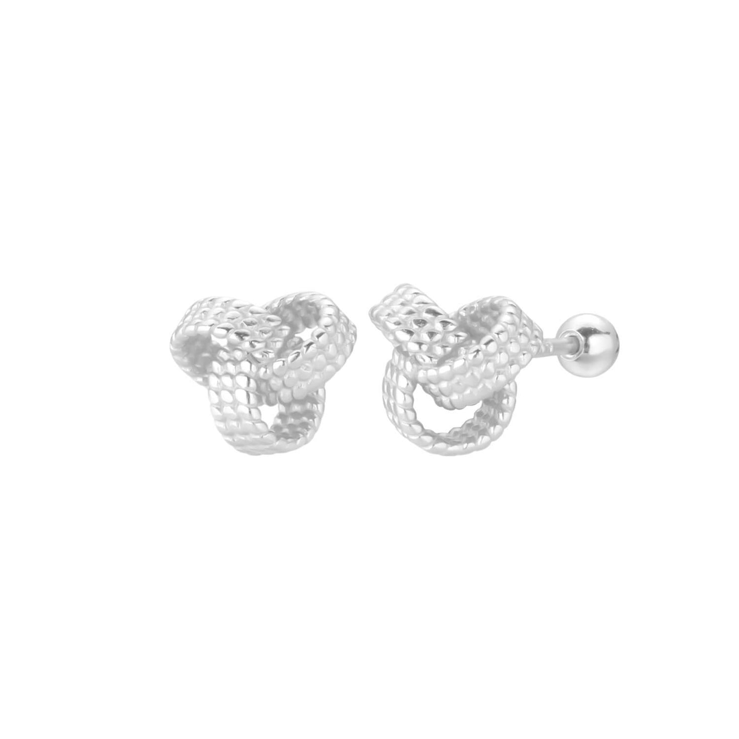 Sterling silver knitted earrings