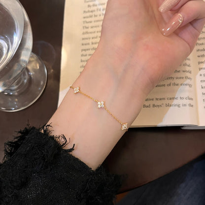 Sterling Silver Four Leaf Clover Bracelet