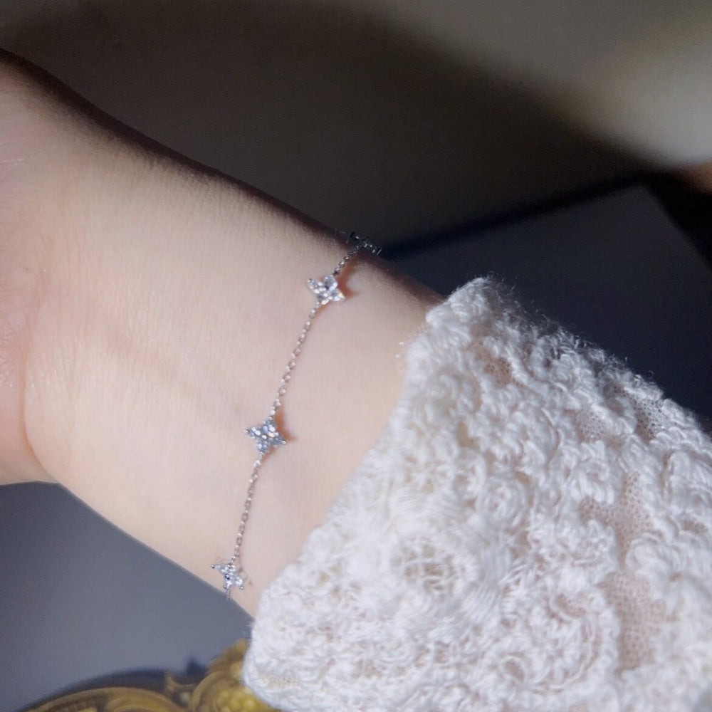 Sterling Silver Four Leaf Clover Bracelet