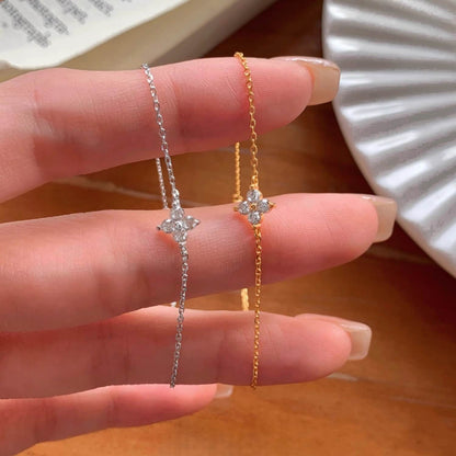 Lucky Sterling Silver Four Leaf Clover Bracelet