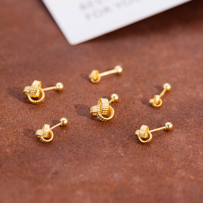 Sterling silver knitted earrings
