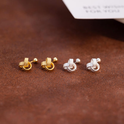 Sterling silver knitted earrings