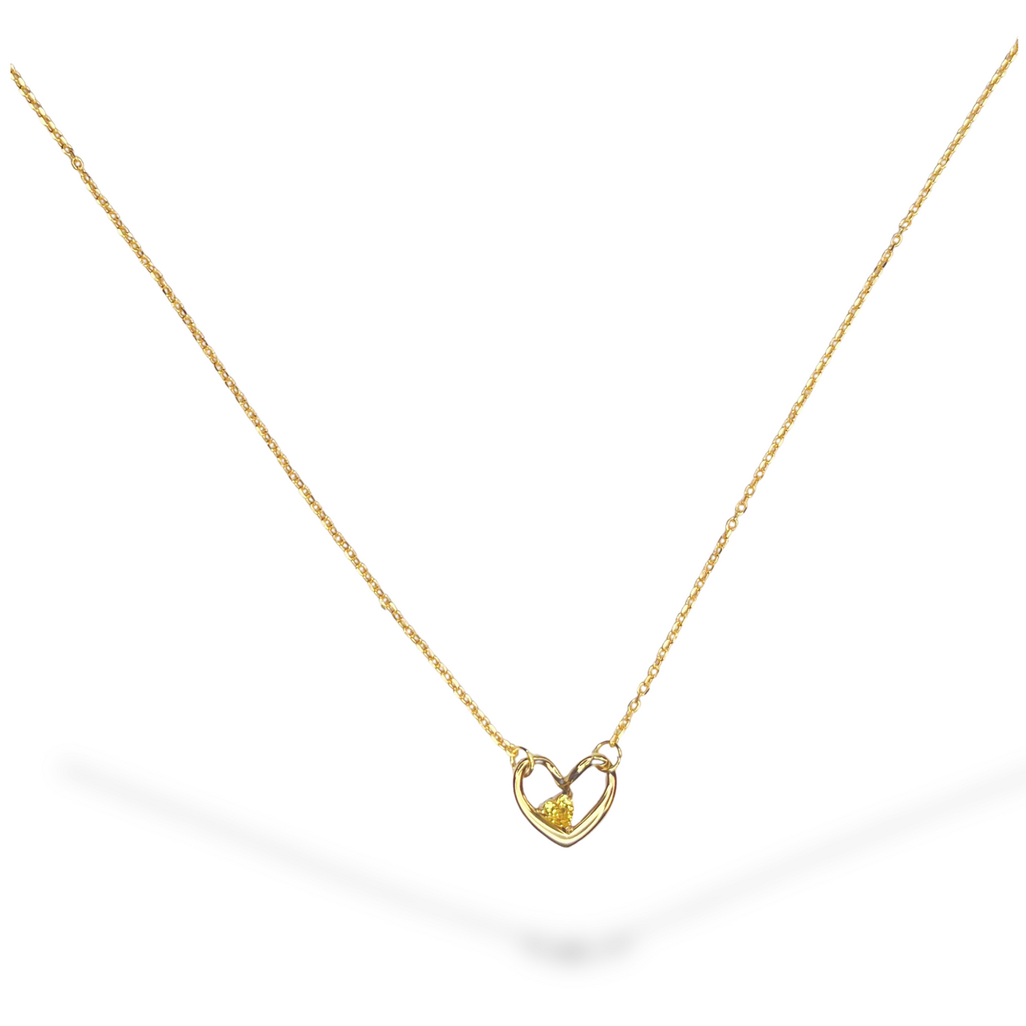 HEART BIRTHSTONE NECKLACE SILVER/GOLD