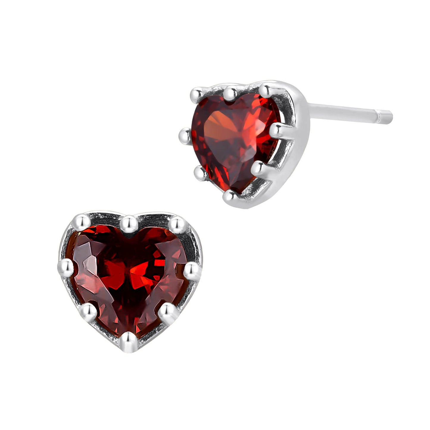 Zircon Ruby Heart Stud Earrings(2pcs)